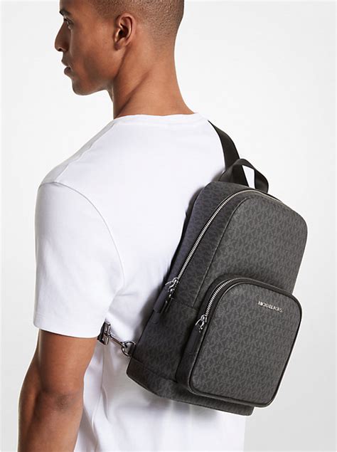 michael kors outlet cooper pebbled leather sling pack|Michael Kors slater backpack small.